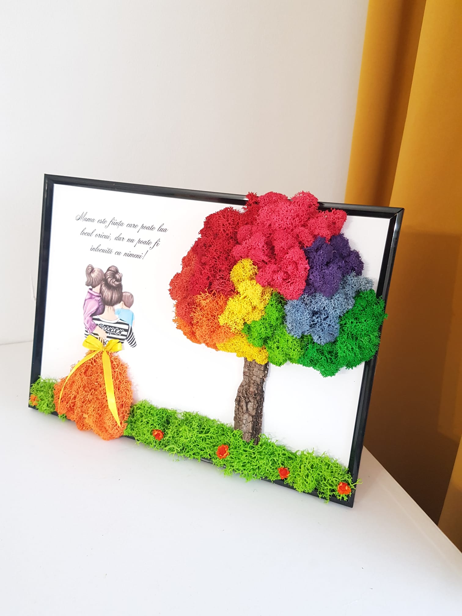 Tablou realizat cu licheni stabilizati personalizat pentru Mama
